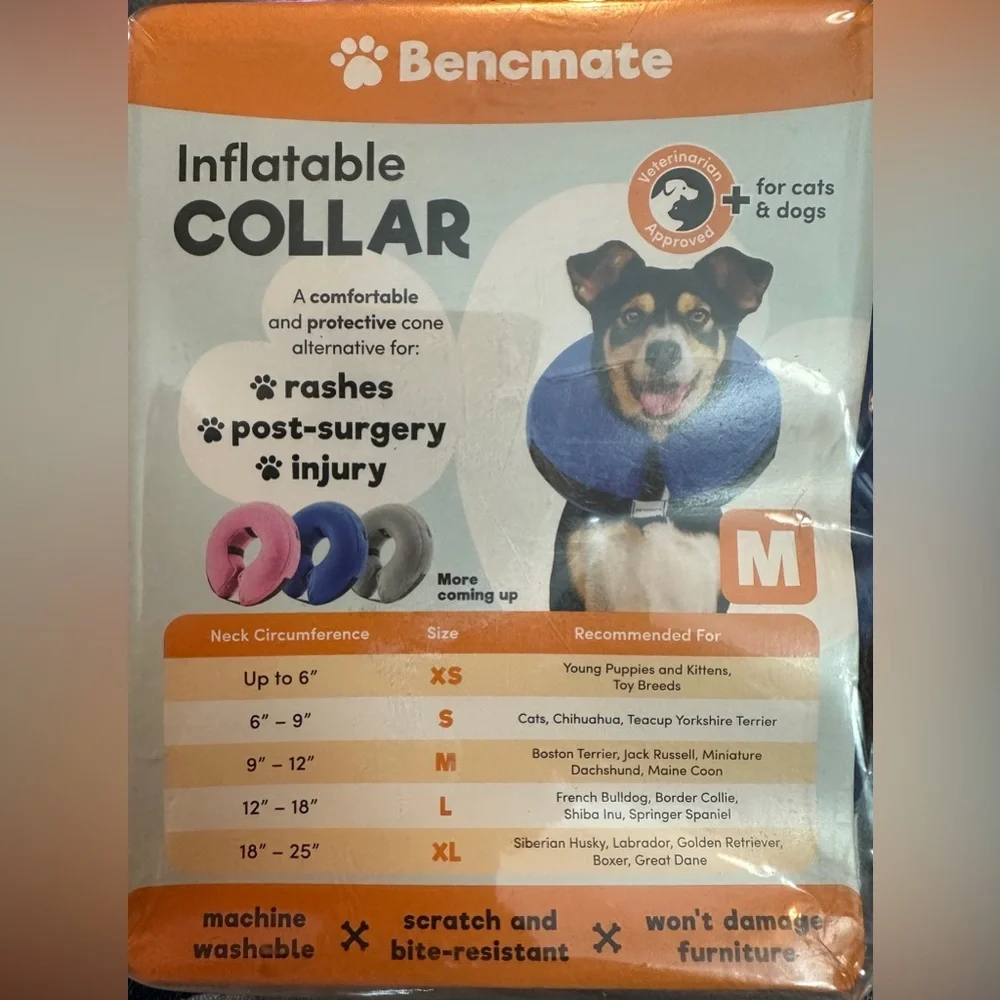 Protective Inflatable Collar for Dogs and Cats Soft Pet Recovery Medium Blue